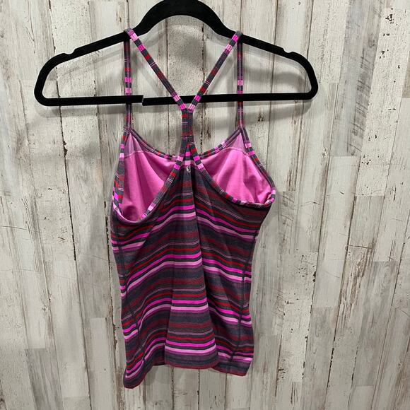 Lululemon Power Y Tank Elevation Space Dye Paris Pink Coal Stripe Size Women’s 6 - Picture 3 of 6
